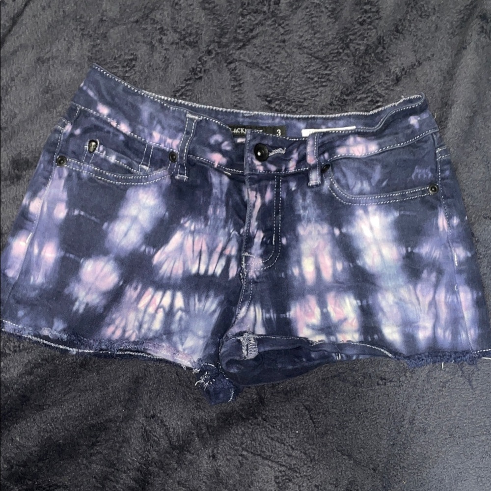 Blackheart Blue and Purple Tie-Dye Jean Shorts
